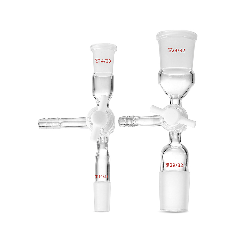 Adaptateur d'échange de gaz avec robinet en PTFE en forme de T
