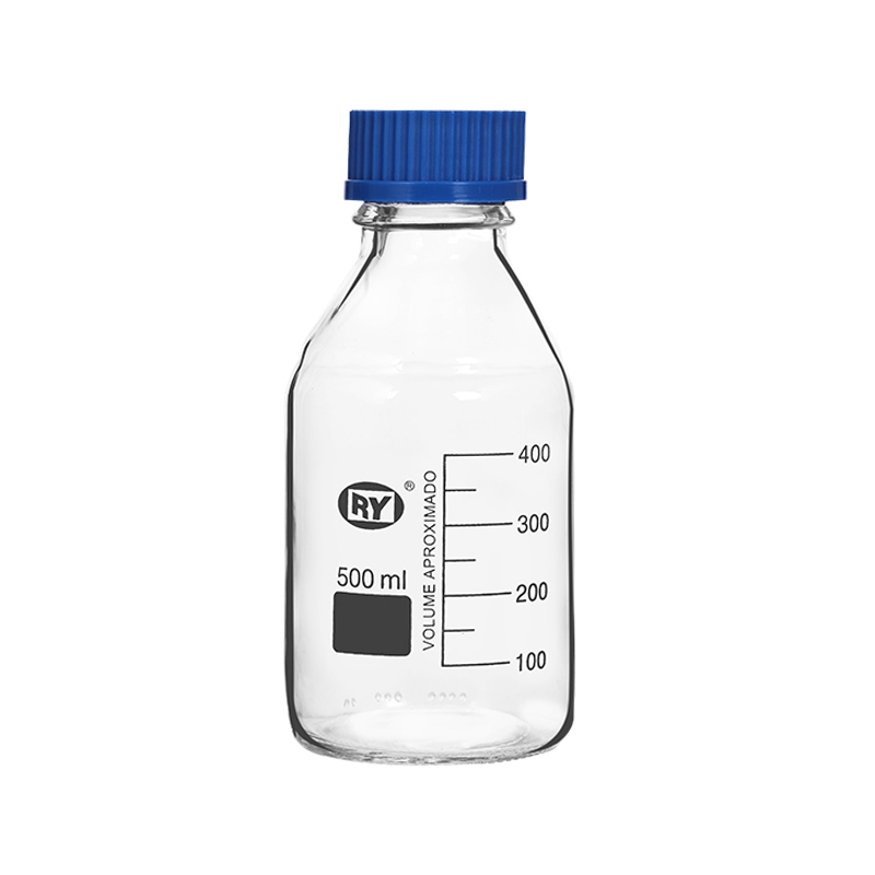Bouteille de réactif filetée à bouchon bleu (matériau neutre) Bouteille de réactif filetée à bouchon bleu (matériau neutre)